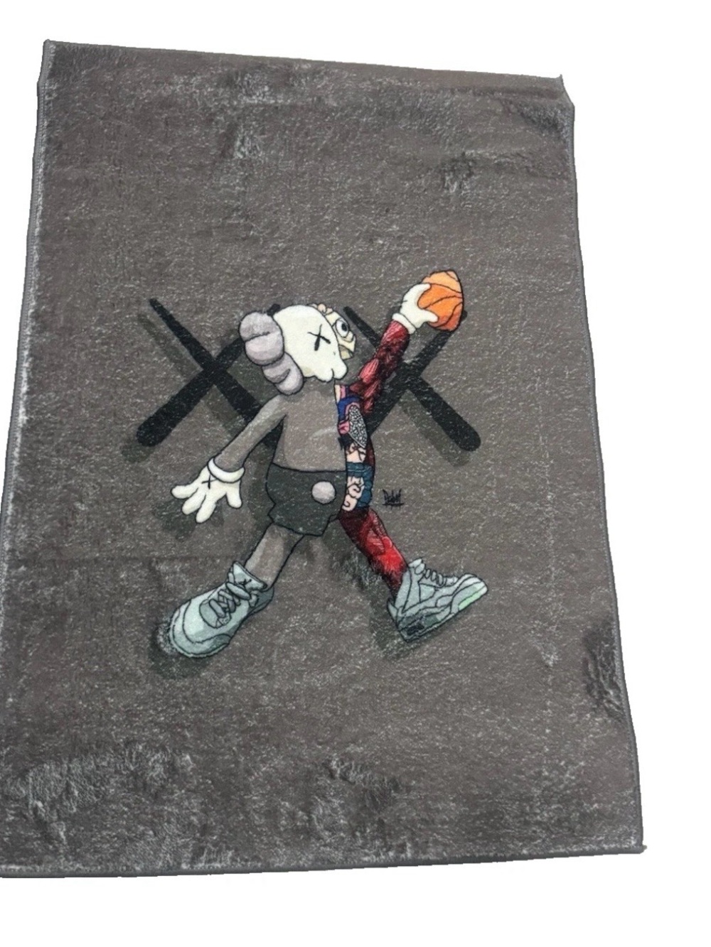 KAWS-Inspired Grey Basketball Character Plush Throw